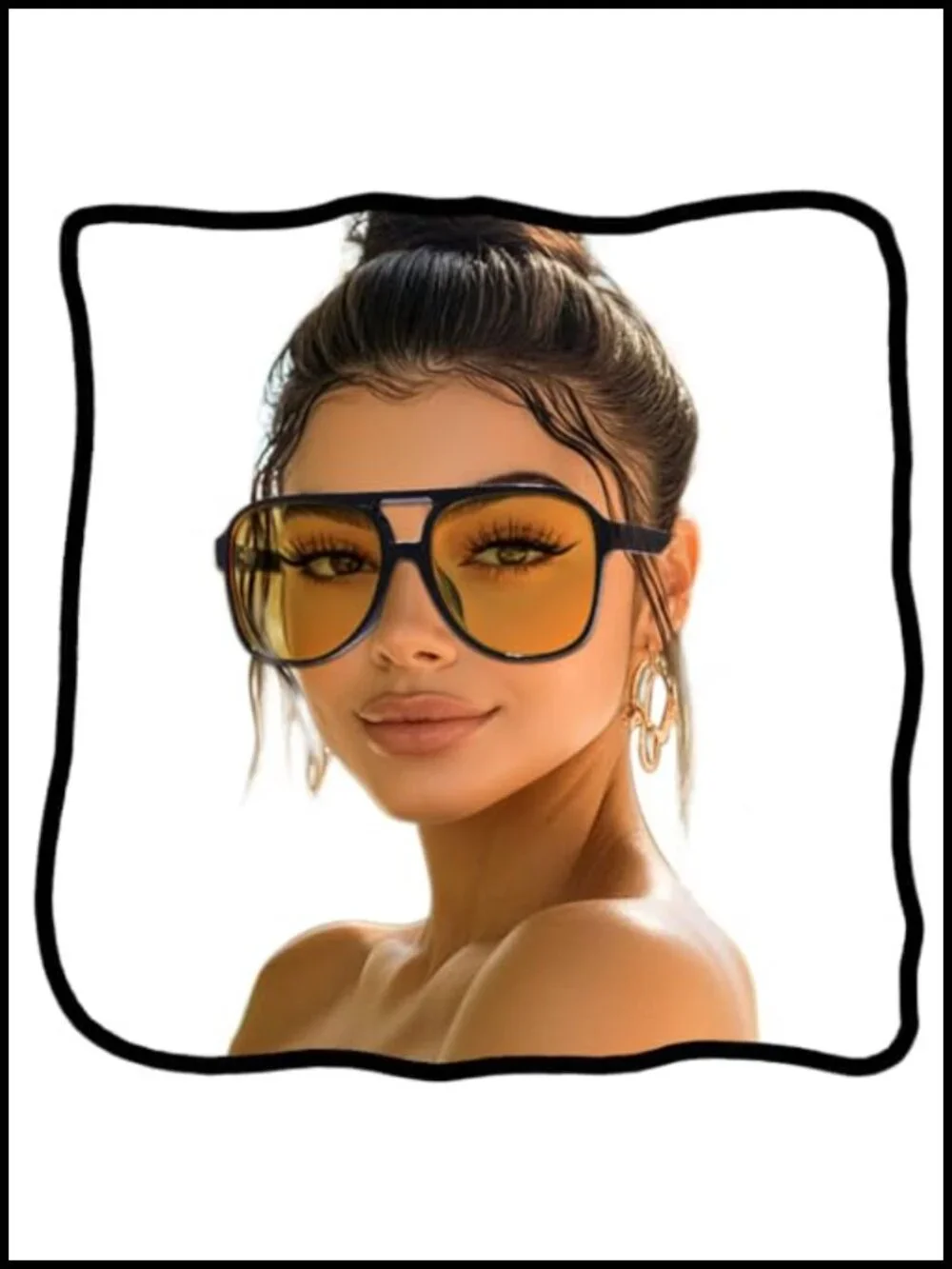 Retro Aviator Sunglasses with UV400 Protection Plastic Frame